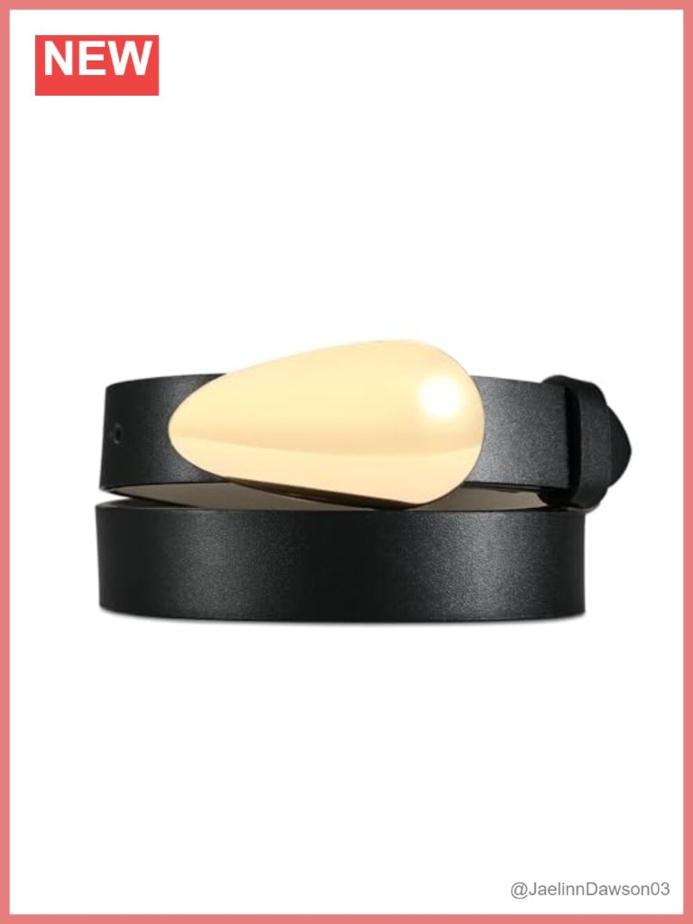 Genuine Leather Belt for Women Smooth Oval Gold Buckle Luxury Casual